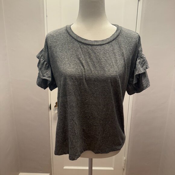 Current/Elliott The Ruffle Roadie Short Sleeve Flirt Tee Shirt Women’s Size 0 - Picture 1 of 5